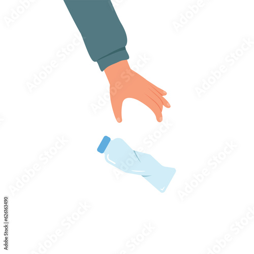 Hand throw bottle plastic to bin,  Protecting nature, Environment concept, Recycle and reuse plastic concept.