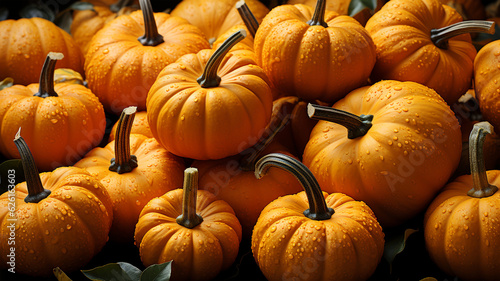 Autumn pumpkin harvest background, halloween, vegetarian and healthy eating concept