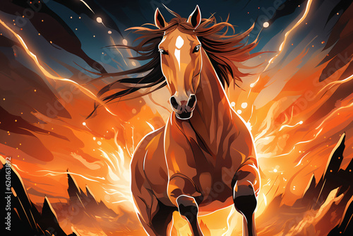 Illustration of a Horse Light Painting cartoon background photo