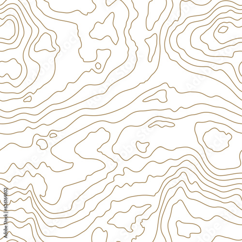 Seamless wooden pattern. Wood grain texture. Dense golden wavy lines. Abstract white topographic
background. Vector illustration