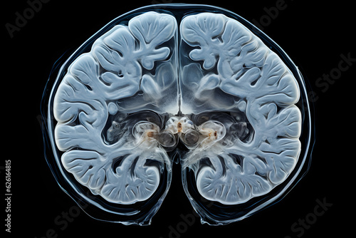 brain scan cross section isolated on black