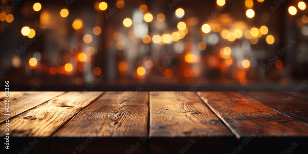 table of wooden bokeh background. AI Generated