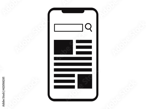 ウェブページが表示されているスマートフォンの画面のイラスト