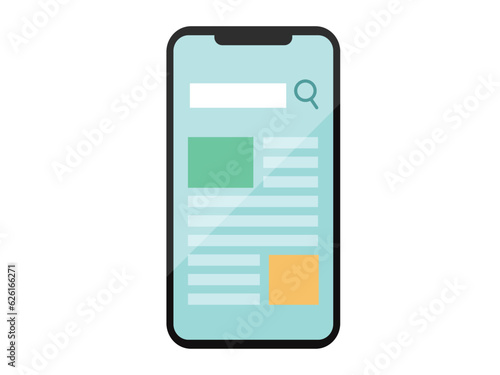 ウェブページが表示されているスマートフォンの画面のイラスト