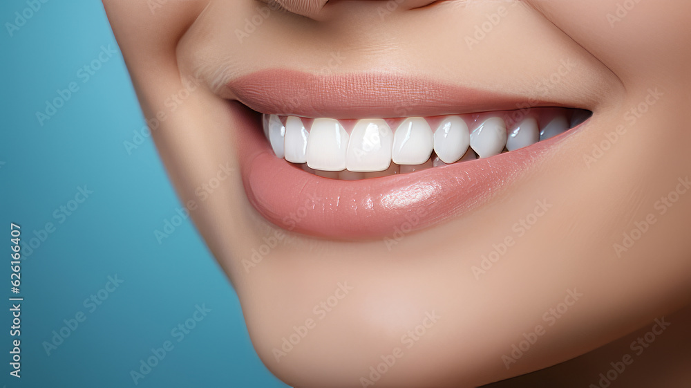 Fototapeta premium A Beautiful Girl Closeup Shot of her teeth. AI Generated