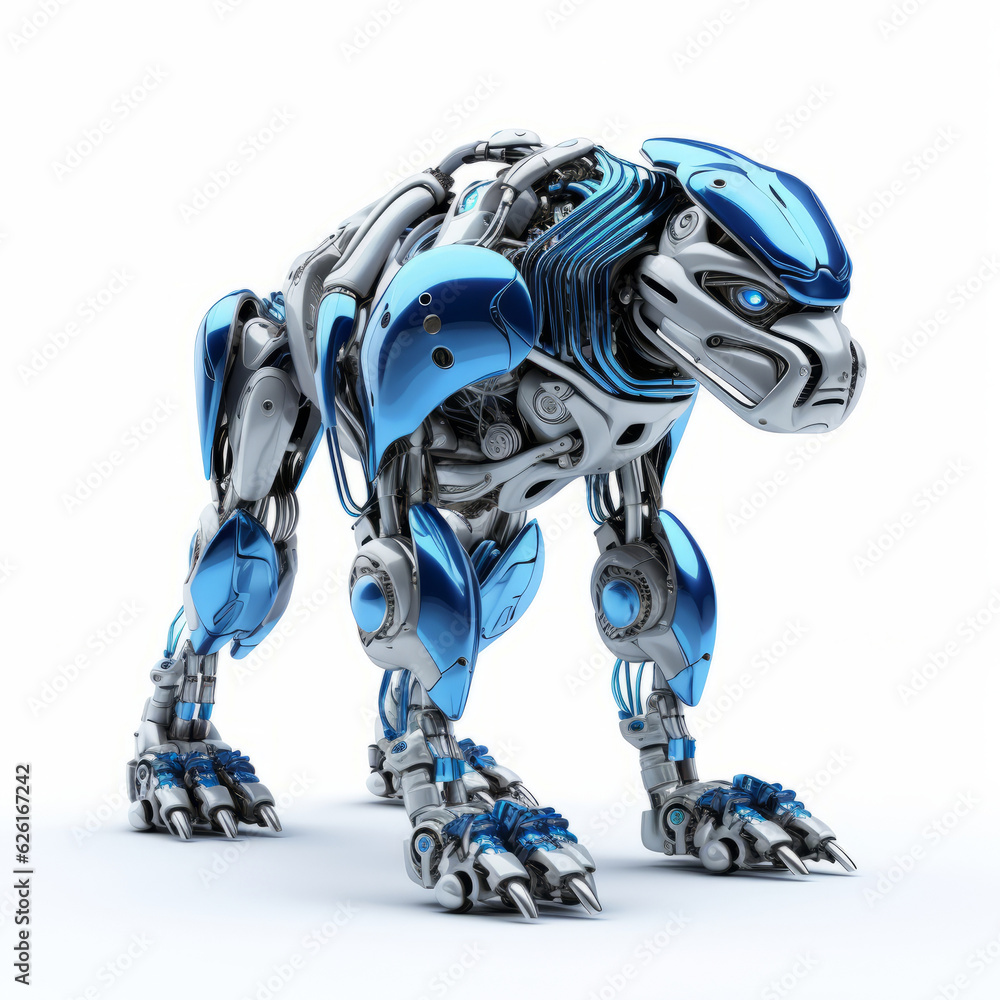 Gorilla robot, robotic animal isolated over white background. AI Generated Gorilla robot, robotic animal isolated over white background. AI Generated