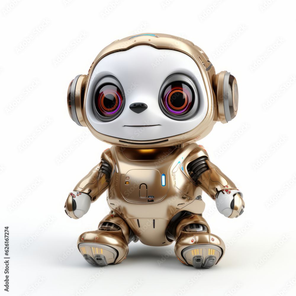 Cute sloth robot, robotic animal isolated over white background. AI Generated Cute sloth robot, robotic animal isolated over white background. AI Generated