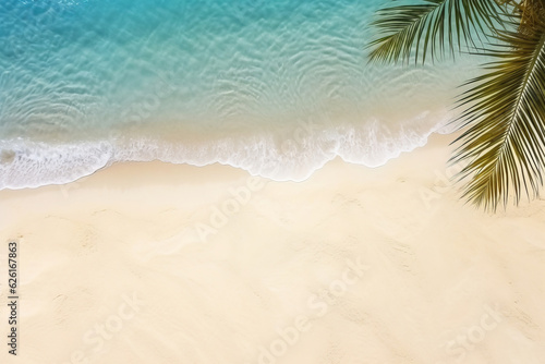 Tropical beach background with white sand, palm tree shadows,summer holiday background.AI Generated © AI_images