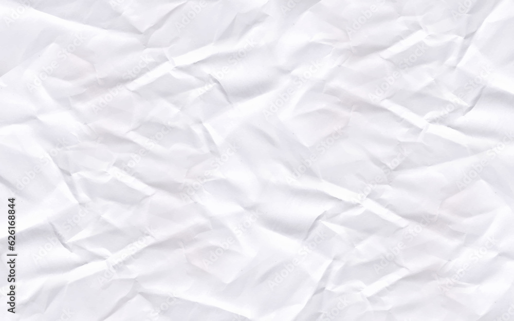 Fototapeta premium White сlean crumpled paper background. Horizontal crumpled empty paper template for posters and banners. Vector illustration