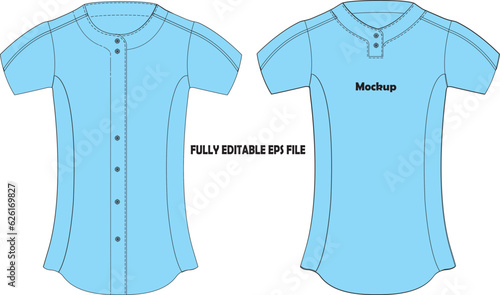 Baseball Full Button Two Button V Neck Jersey Mock ups