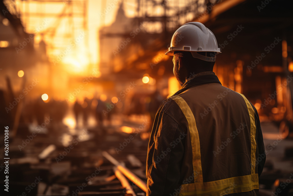 architect or construction worker or civil engineer on construction site with crane. AI Generated architect or construction worker or civil engineer on construction site with crane. AI Generated