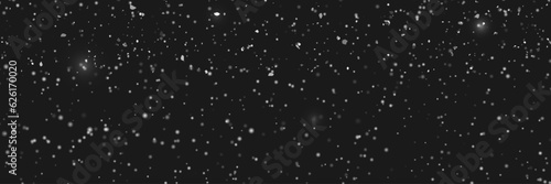 Snowfall overlay isolated in black background abstract. Royalty high-quality free stock photo of snow falls at night, Blizzard, snowflakes on black background. Falling down real snowflakes heavy snow