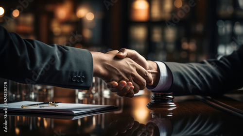 Businessman shaking hands to seal a deal with his partner. AI Generated