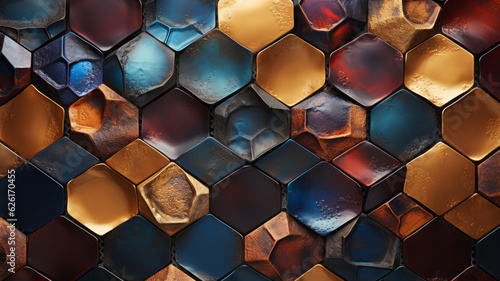 Composed of numerous hexagons Mediterranean-style ceramic. AI Generated