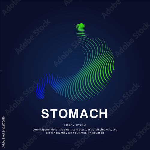Human stomach medical structure. Vector logo stomach color silhouette on a dark background. EPS 10
