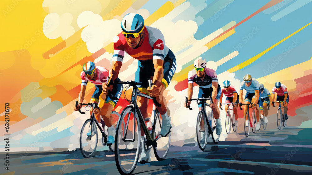 Naklejka premium tour de France illustration. AI Generated