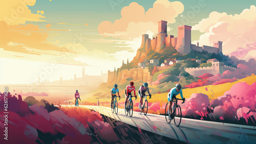 tour de France illustration. AI Generated photo