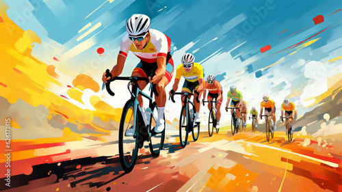 tour de France illustration. AI Generated