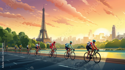 tour de France illustration. AI Generated © wolfhound911