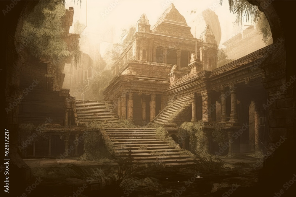 Generative AI illustration of ancient temple ruins, Generative AI Stock ...