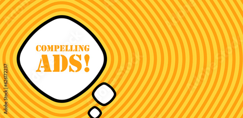 Speech bubble with Compelling ads text. Boom retro comic style. Pop art style. Vector line icon for Business