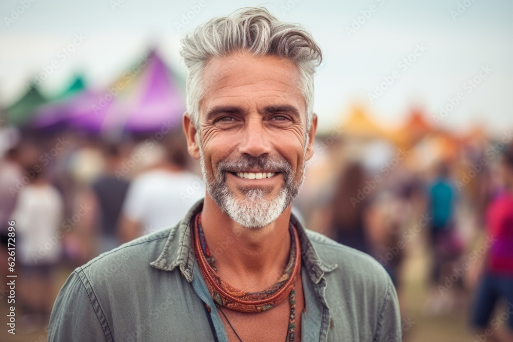 attractive mature man at the festival . AI Generated attractive mature man at the festival . AI Generated