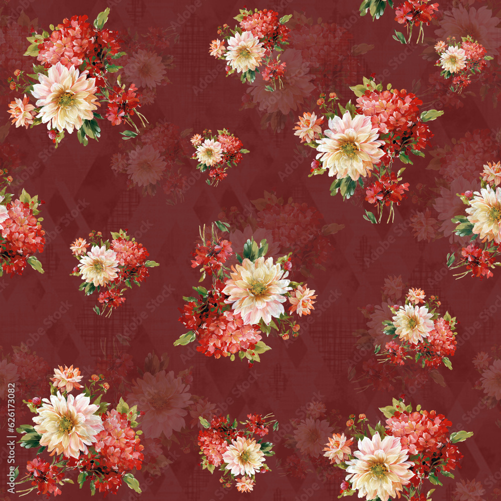 Floral all over in India taste with texture .Seamless floral pattern . beautifull textail design. Floral all over in India taste with texture .Seamless floral pattern . beautifull textail design.