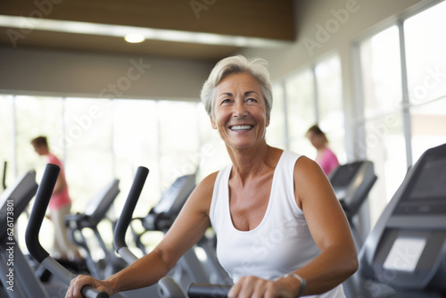 mature senior woman at gym. AI Generated