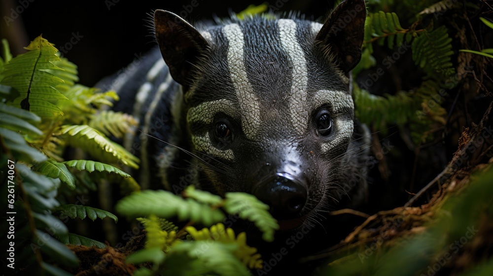 A tapir (Tapirus) foraging in the forests of Costa Rica, its prehensile