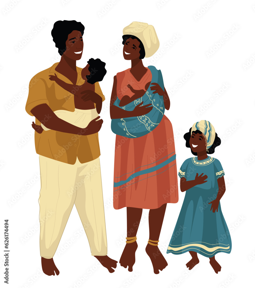 Family of mother and father with children vector