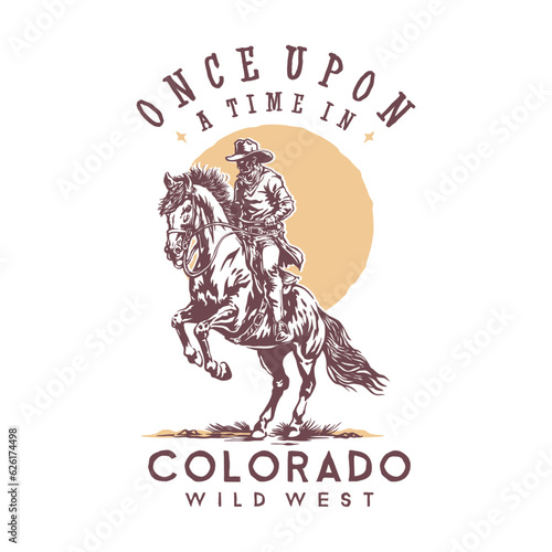 once upon a time cowboy in the wild west isolated illustration