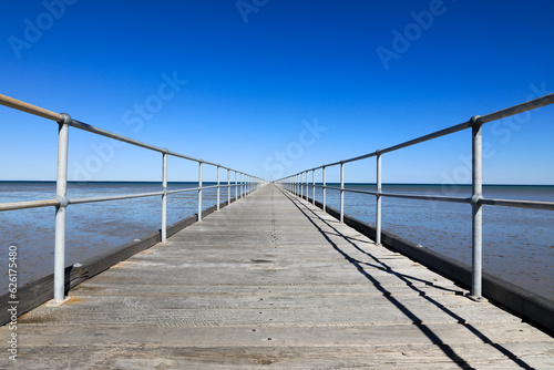 Scenic view of blue sky over Port Germein jetty and ocean