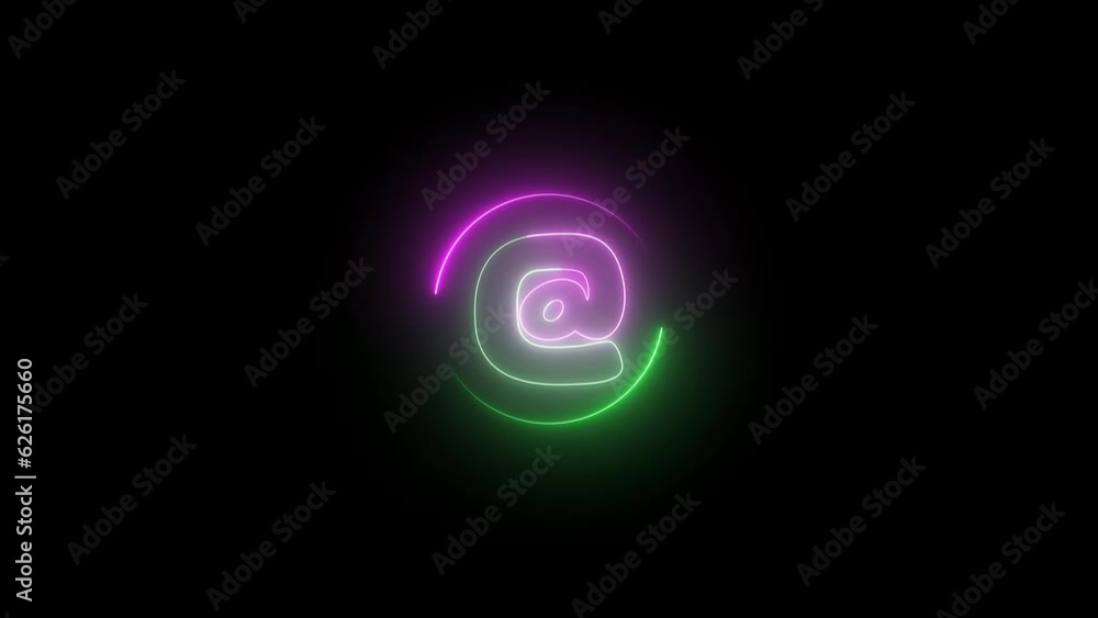 Glowing at sign icon. circle rotation email symbol animation. Glowing at sign icon. circle rotation email symbol animation.