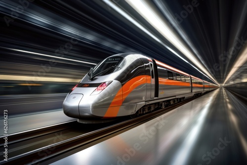 high-speed futuristic train arriving on platform  ai tools generated image