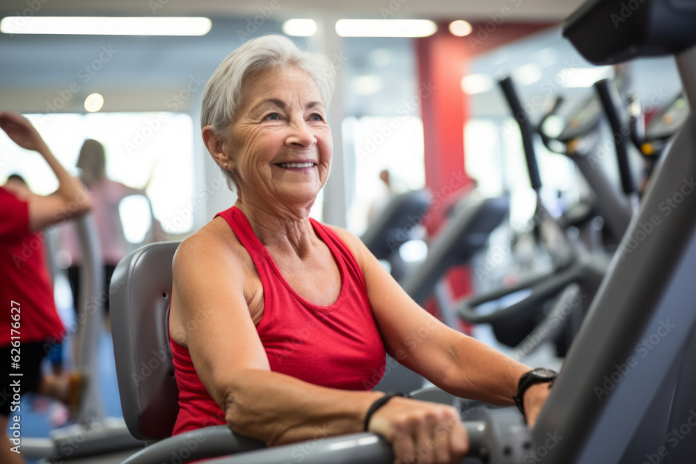 mature senior woman at gym. AI Generated mature senior woman at gym. AI Generated