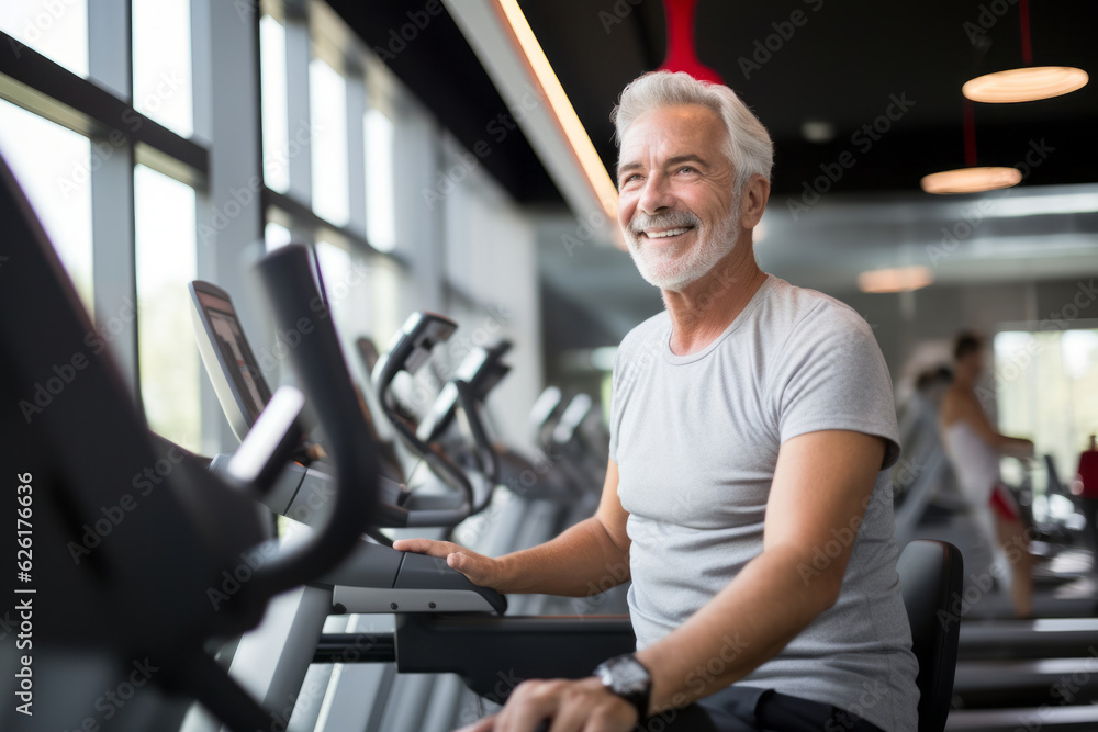 A mature senior man at gym. AI Generated A mature senior man at gym. AI Generated
