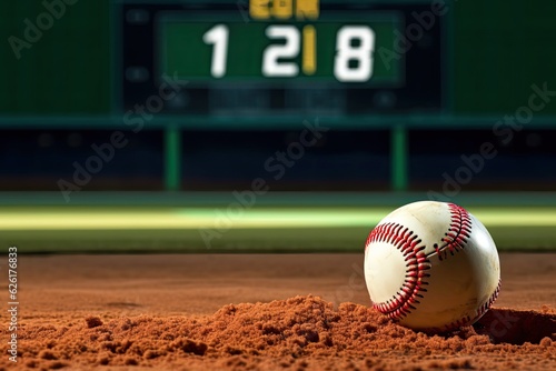 Pitcher's rubber with Pitch Clock. Photo generative AI photo