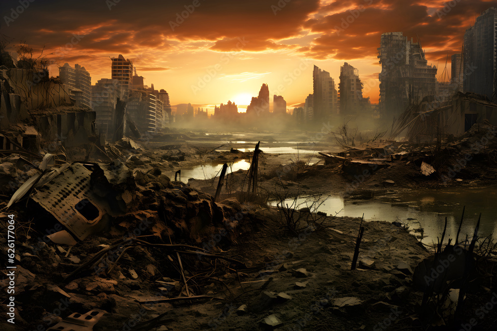 post apocalyptic city ruins landscape