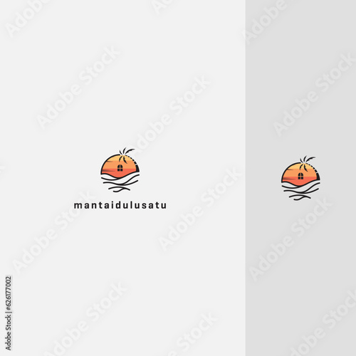 coastal logo design and sunset graphic