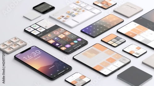 modern design mock-up of different devices and screens, ai tools generated image