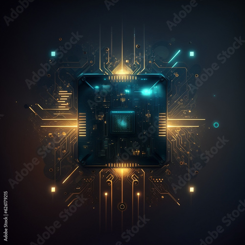 Abstract technology background. big data concept circuit board and code. generative AI