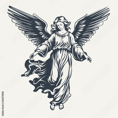 Angel. Vintage woodcut engraving style vector illustration.