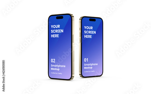 Smartphone Mockup Mockup-Gold | Fully Editable File, Replaceable Screen, Separated Shadow and Background