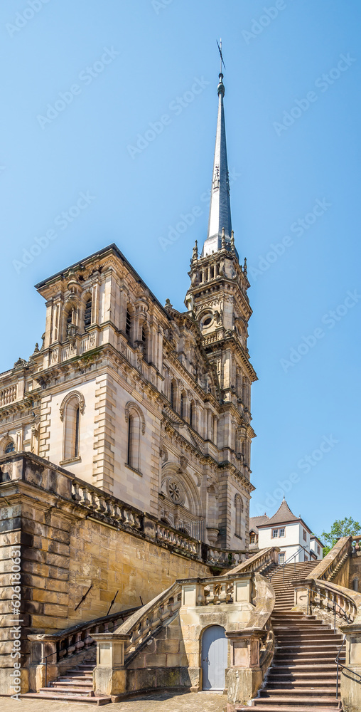Φωτογραφία View at the Church of Saint Maimboeuf in the streets of Montbeliard in France