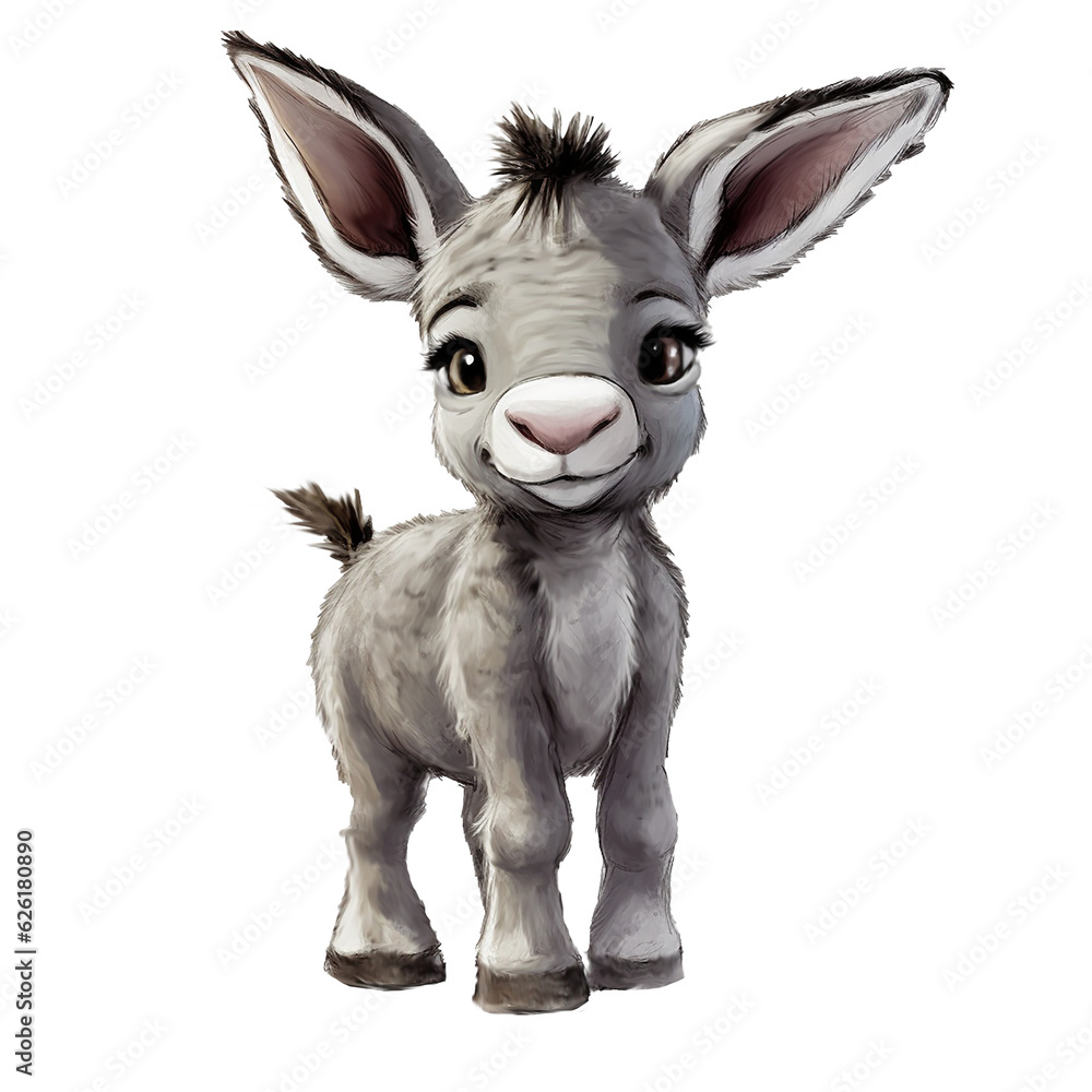 Cute Baby Donkey Digital Illustration Cute Baby Donkey Digital Illustration