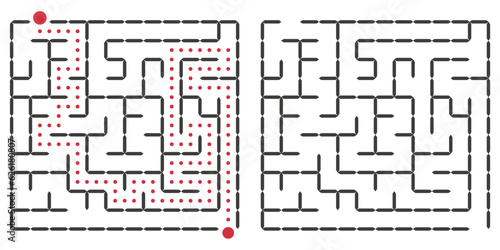 Maze or puzzle design. Find the way and right solution for exit. Vector illustration.