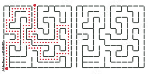 Vector square maze. A fun educational game for developing coordination.