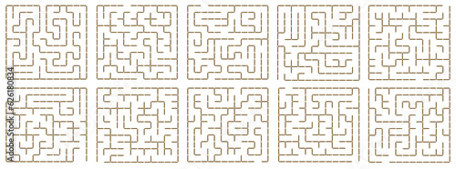 Vector square maze. A fun educational game for developing coordination.