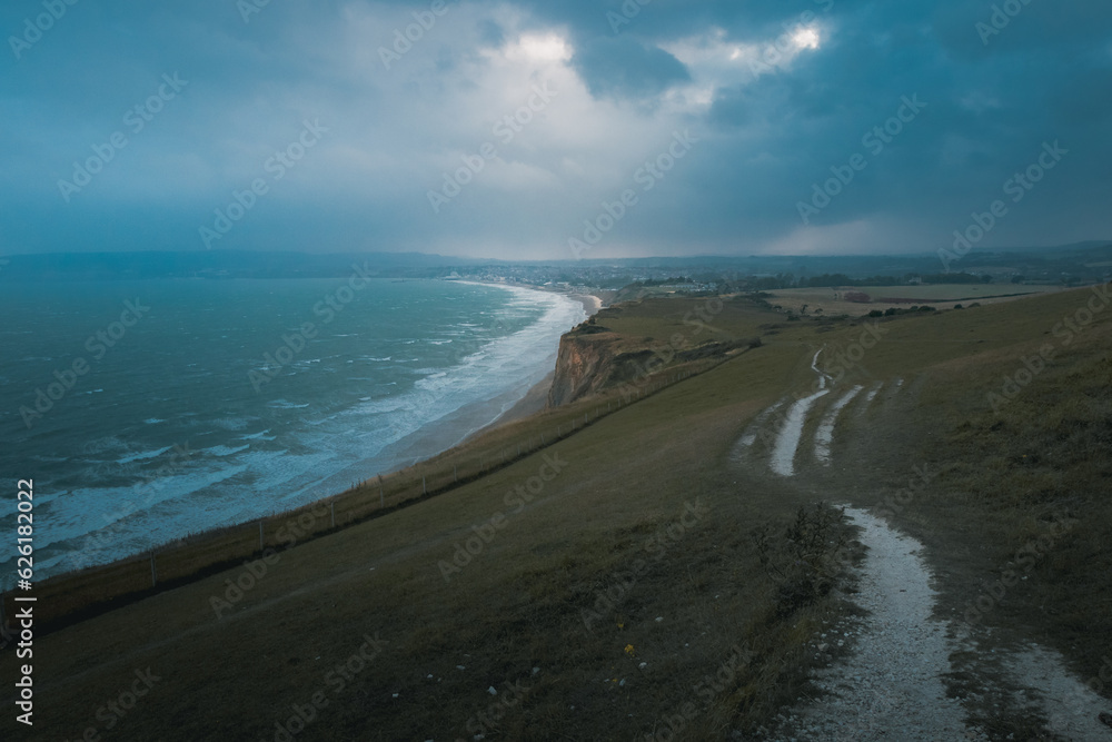An amazing clifftop landscape with a storm approaching