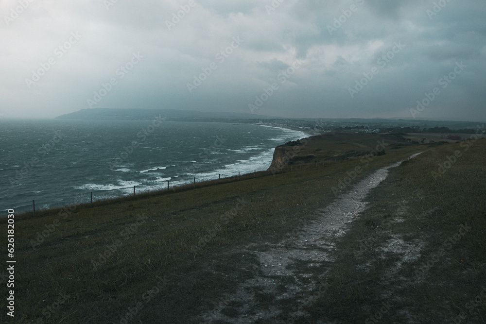 Stormy sea captured from a clifftop